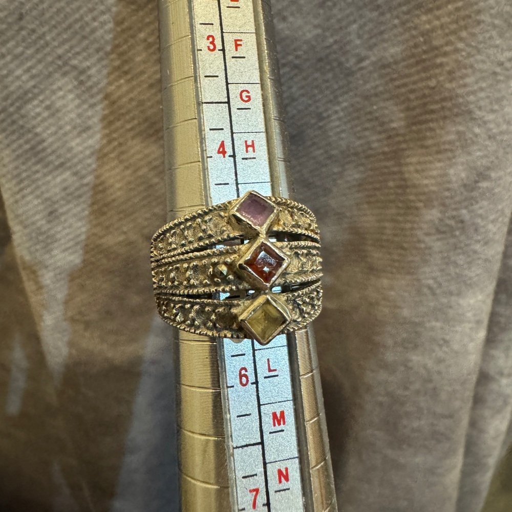 Art Deco Elegant Multi-Stone Silver Ring‎ size 5